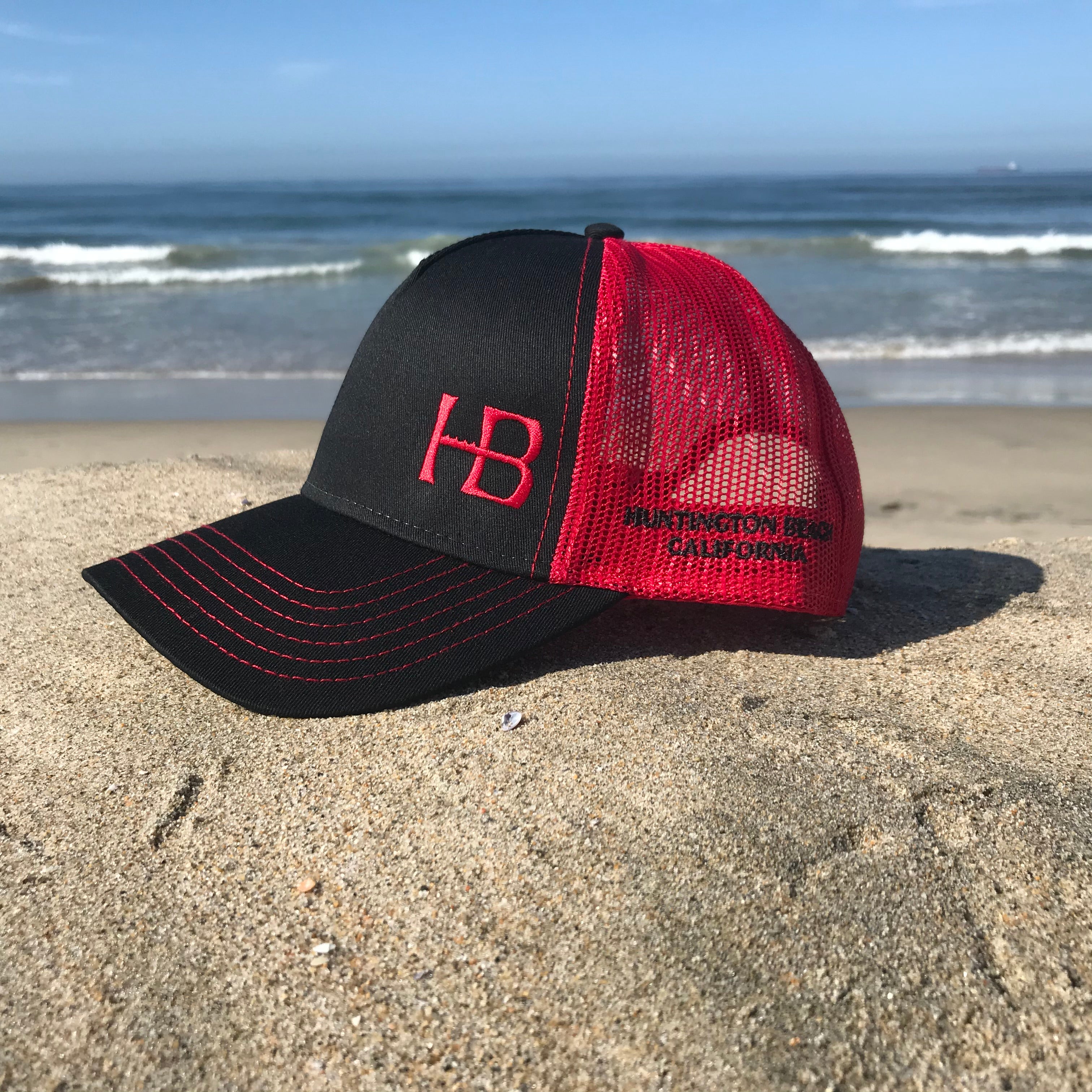 HB Low Profile - Red Embroidered HB - Snapback Trucker Hat