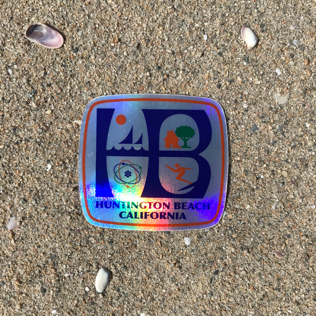 HB Huntington Beach, California - Hologram Vinyl Sticker